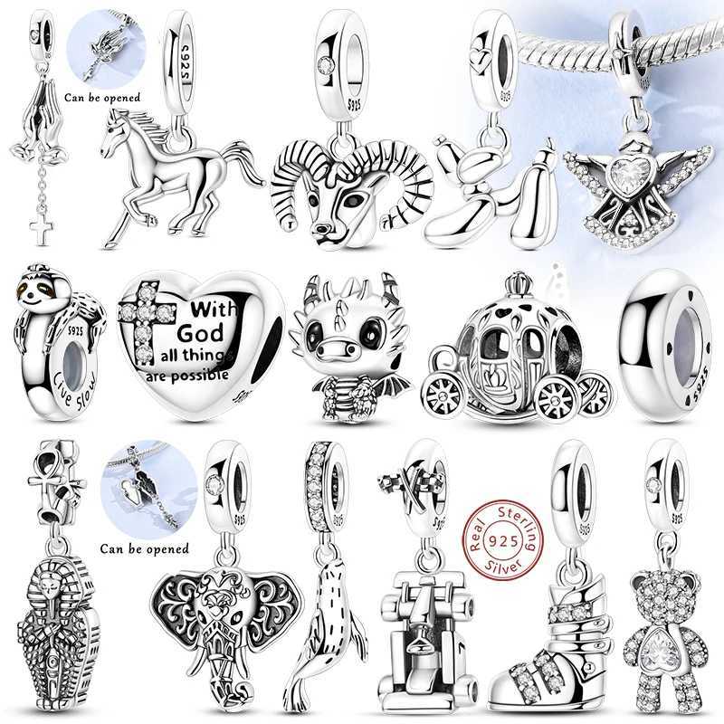 Charms Bead Pendant 925 Sterling Sie Angel Pony Bear Balloon Dog Cross Charm fit Bracelet Wan Jewelry Gift Y251212
