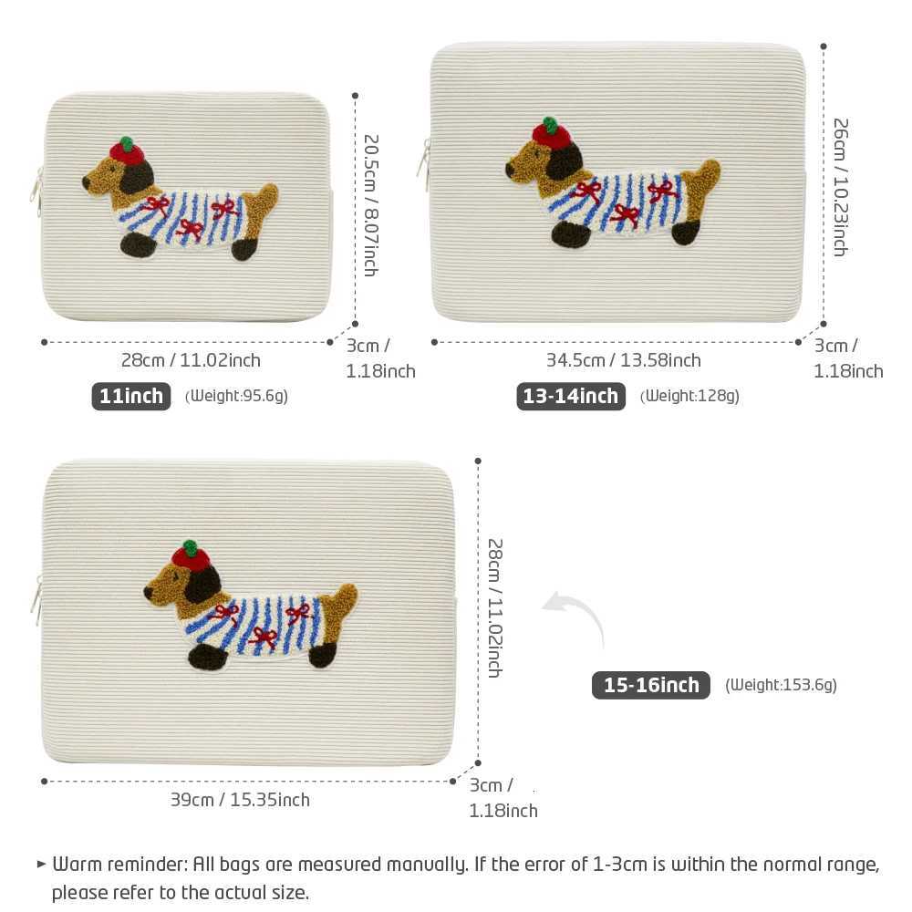 Cute Dog Laptop Sleeve Bag 13 14 15 16 Inch for MacBook Air/Pro HPDell Notebook Bag Portable Tablet Pouch Bag 9 11 iPad TabletT251212