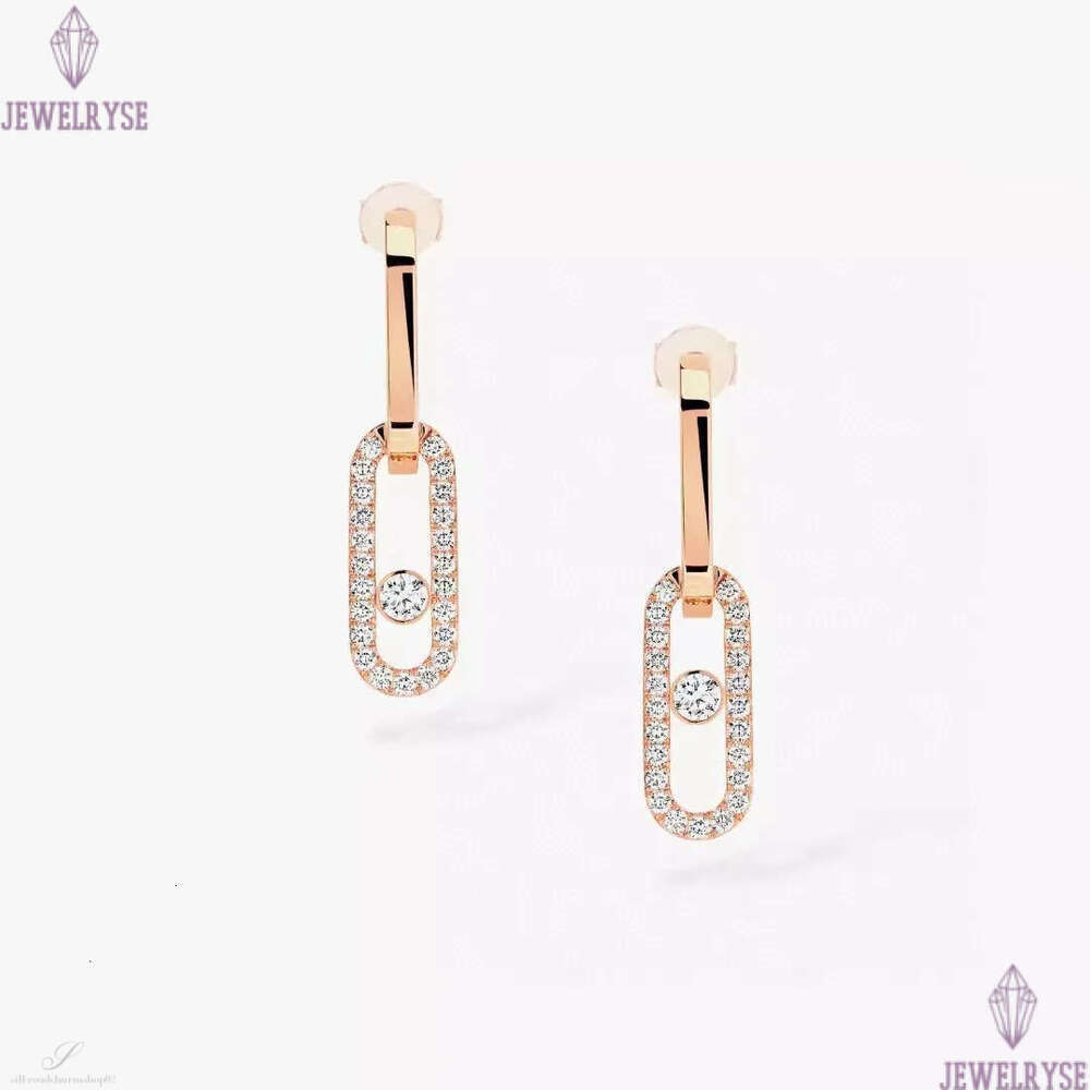 Luxury top grade classic slide bead crystal designer earrings for women shine diamond stone silver rose gold charm elegant earring earings ear rings j