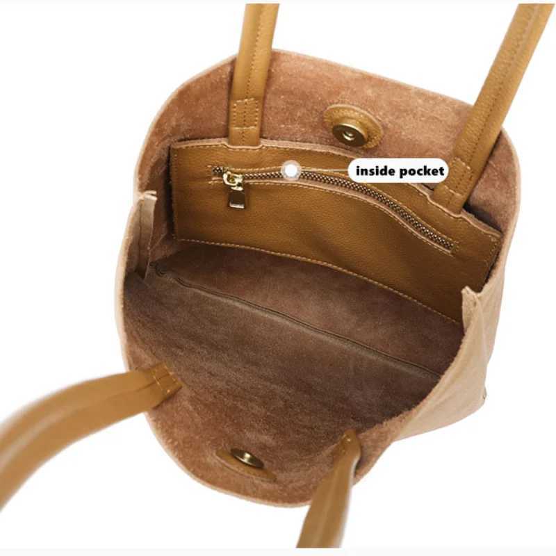 New Genuine Leather Wen Tote Bag Simple Girl Large Solid Soft Cowhide A4 Fem Shopper Handbag Student Casual Shoder Bag Y251211