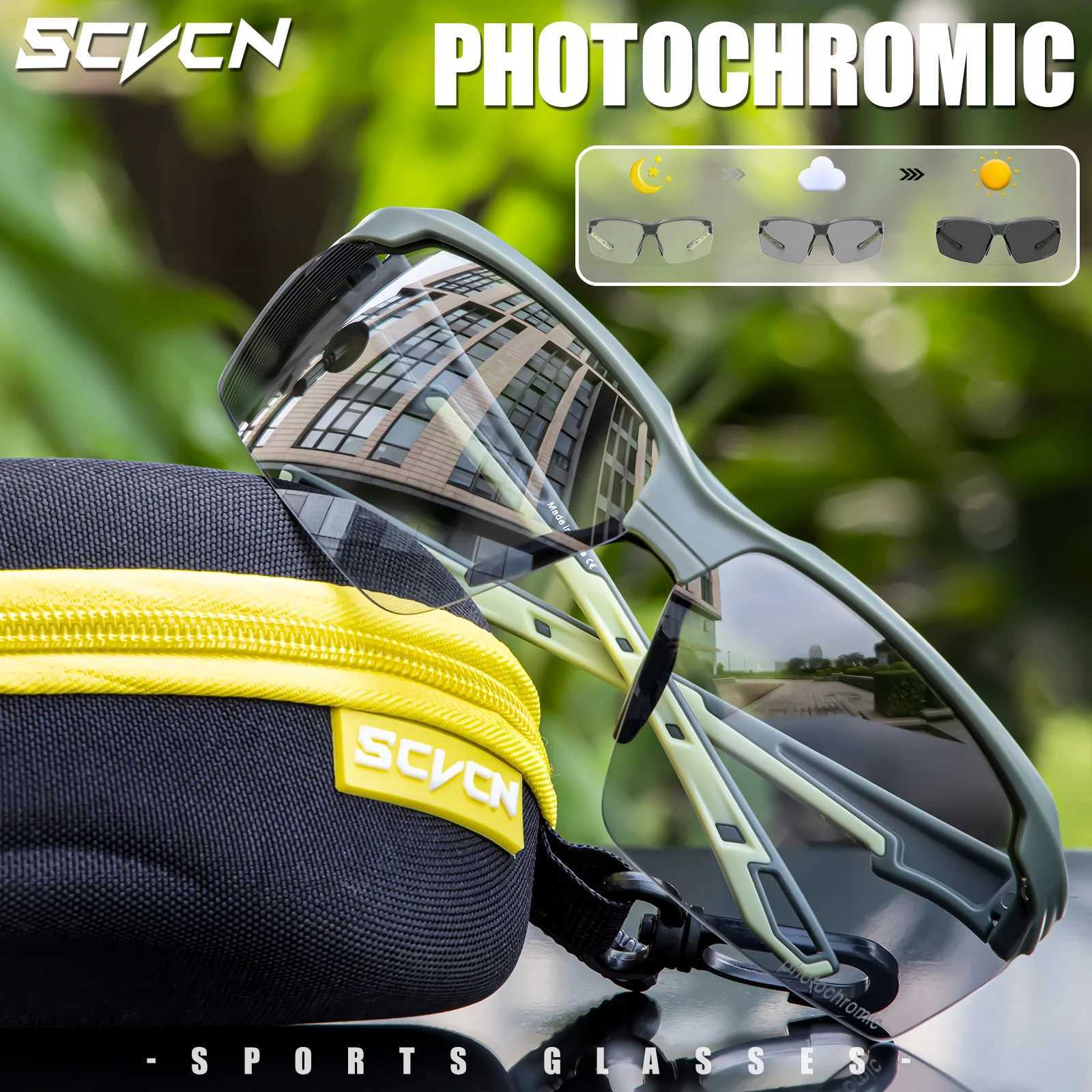 SCVCN Color Photochromic Cycling Glasses Outdoor Running Sunglasses Hiking Drive Bicycle Sports Glasses MTB Road Bike Glasses G251212