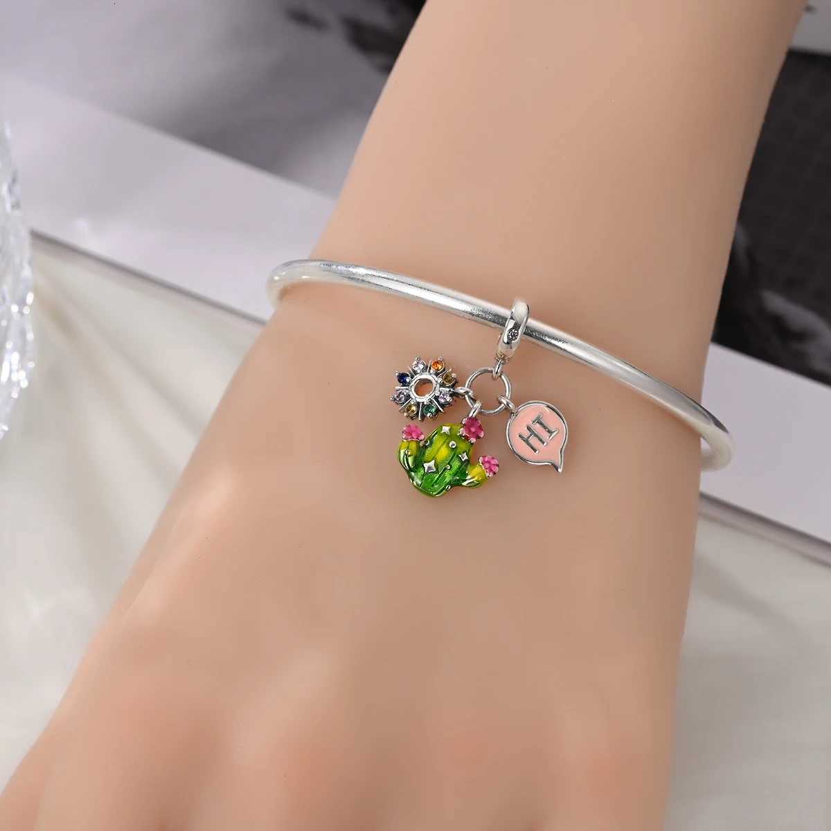 Charms 925 Sterling Sier Plated Cactus Plant Pendant Beads Fit Bracelet Diy Gift Wen Delicate Jewelry Accory Y251212