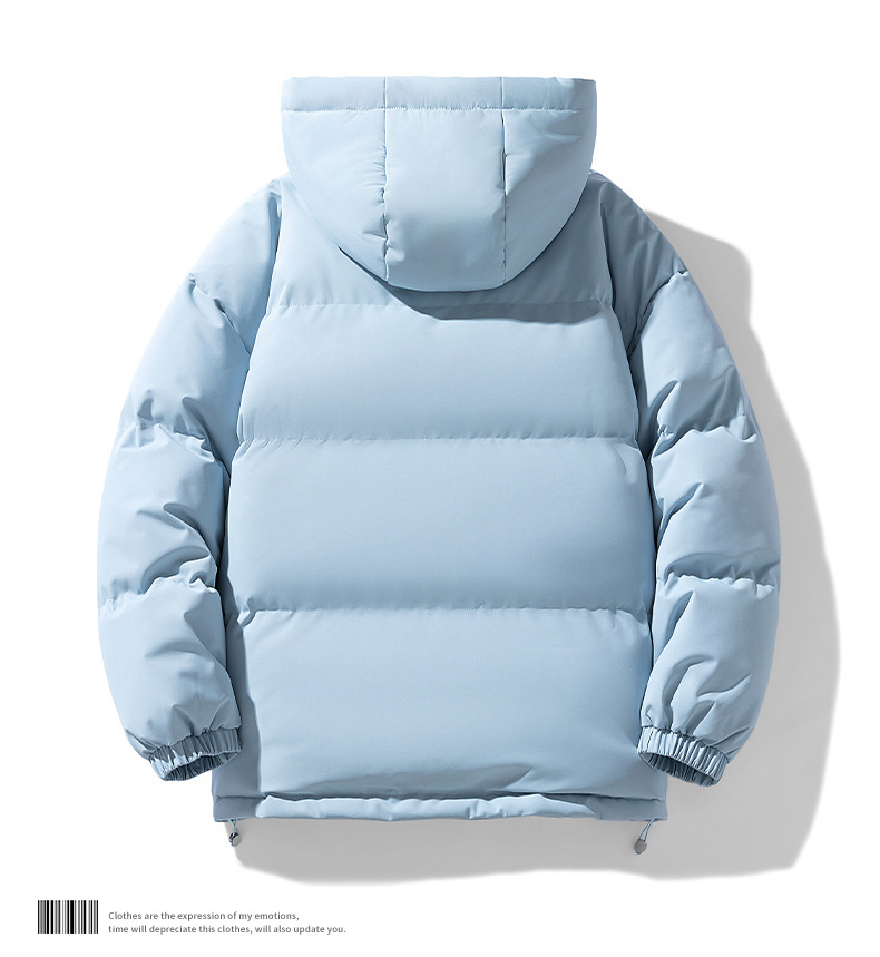 2025 New Men's Down Cotton Coat: Winter Loose Warm Couple Style Hong Kong Fashion Thickened Hooded Puffer Jacket