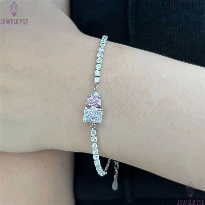 bling iced out heart tennis bracelet Designer for woman 925 sterling silver square 8A cubic zirconia womens diamond bracelets luxury jewelry gift box 