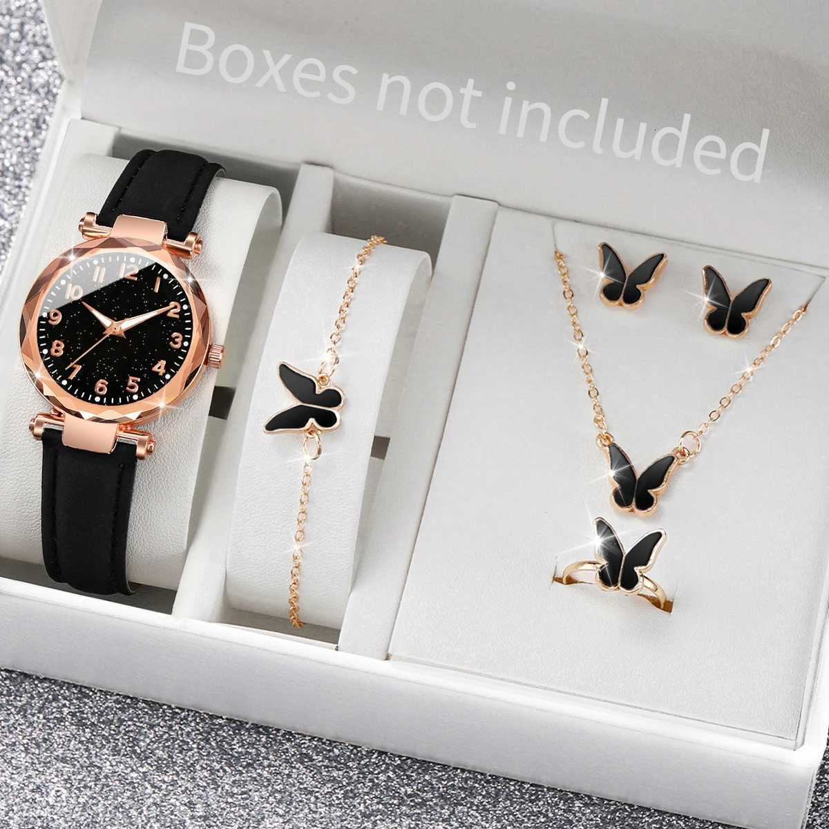 5/6PCS Fashion Women Watches Casual Leather Band Quartz Watch for Women Clock Jewelry Set Reloj MujerWithout Box Y251212