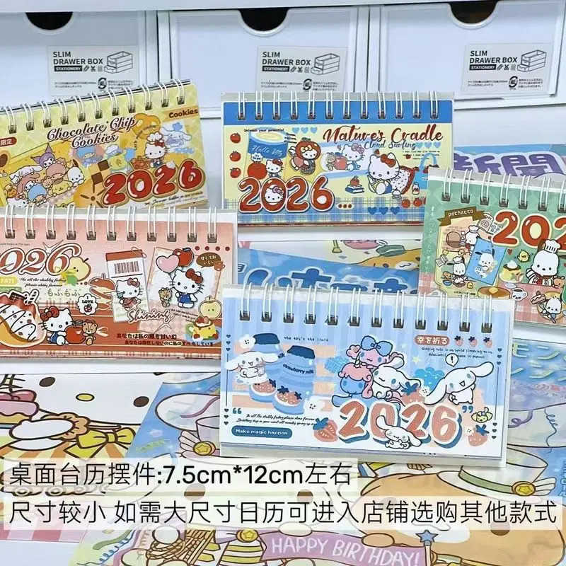 Sanrio 2026 Ins-Style Hello Kitty Pochacco Cinnamoroll Long Desk Calendar - Office Student Desktop Decor New Year Gift Collectible H251212