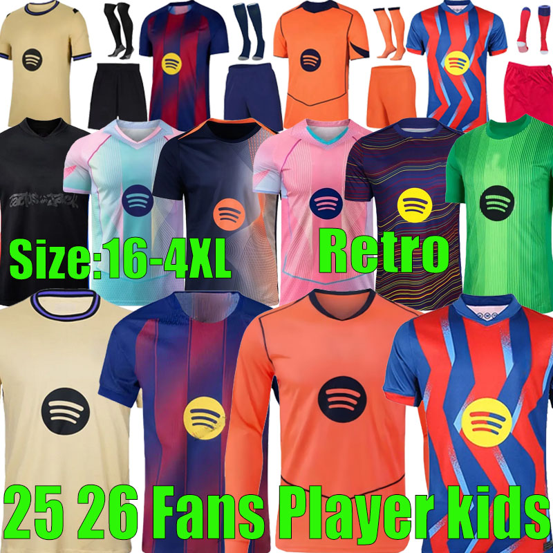 25 26 LAMINE YAMAL LEWANDOWSKI soccer jerseys men kids football shirts kit PEDRI GAVI RAPHINHA Camiseta De Shirt KOUNDE DE JONG FERMIN OLMO BALDE Retro jersey