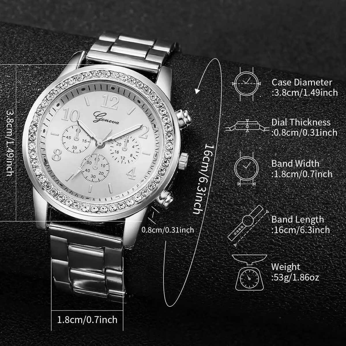 6PCS/Set Fashion Rhinestone Women Watches Analog Quartz Wrist Watch Jewelry Set Reloj MujerWithout Box Y251212