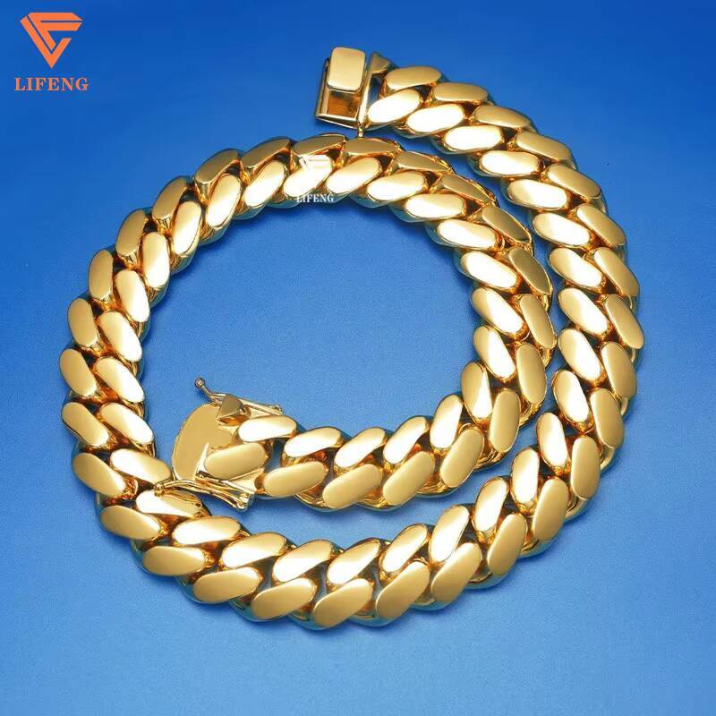 Lifeng Jewelry Custom 30mm Cuban Link Chain 925 Sterling Silver 10K 14K 18K Gold Plated Miami Hiphop Cuban Link Necklace