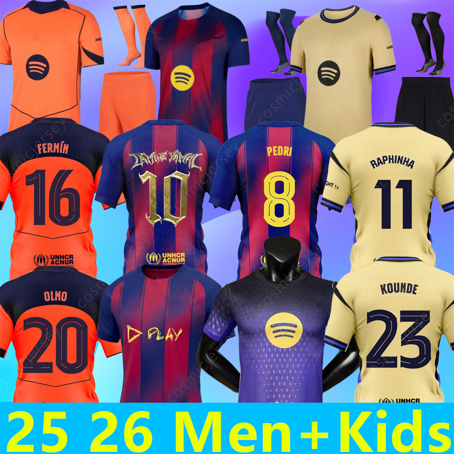2025 2026 LAMINE YAMAL PEDRI GAVI Soccer Jersey KOUNDE FERRAN CUBARSI Camiseta De Football Shirt RAPHINHA F. DE JONG 25 26 OLMO BALDE Football RAPHINHA FERRAN Men Kids