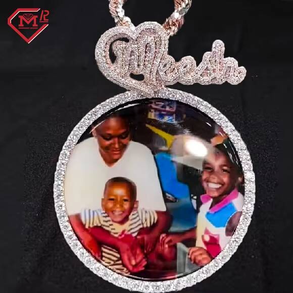Luxury Moissanite Pendant Photo Memory Picture Hiphop Jewelry 925 Silver Moissanite Pendant