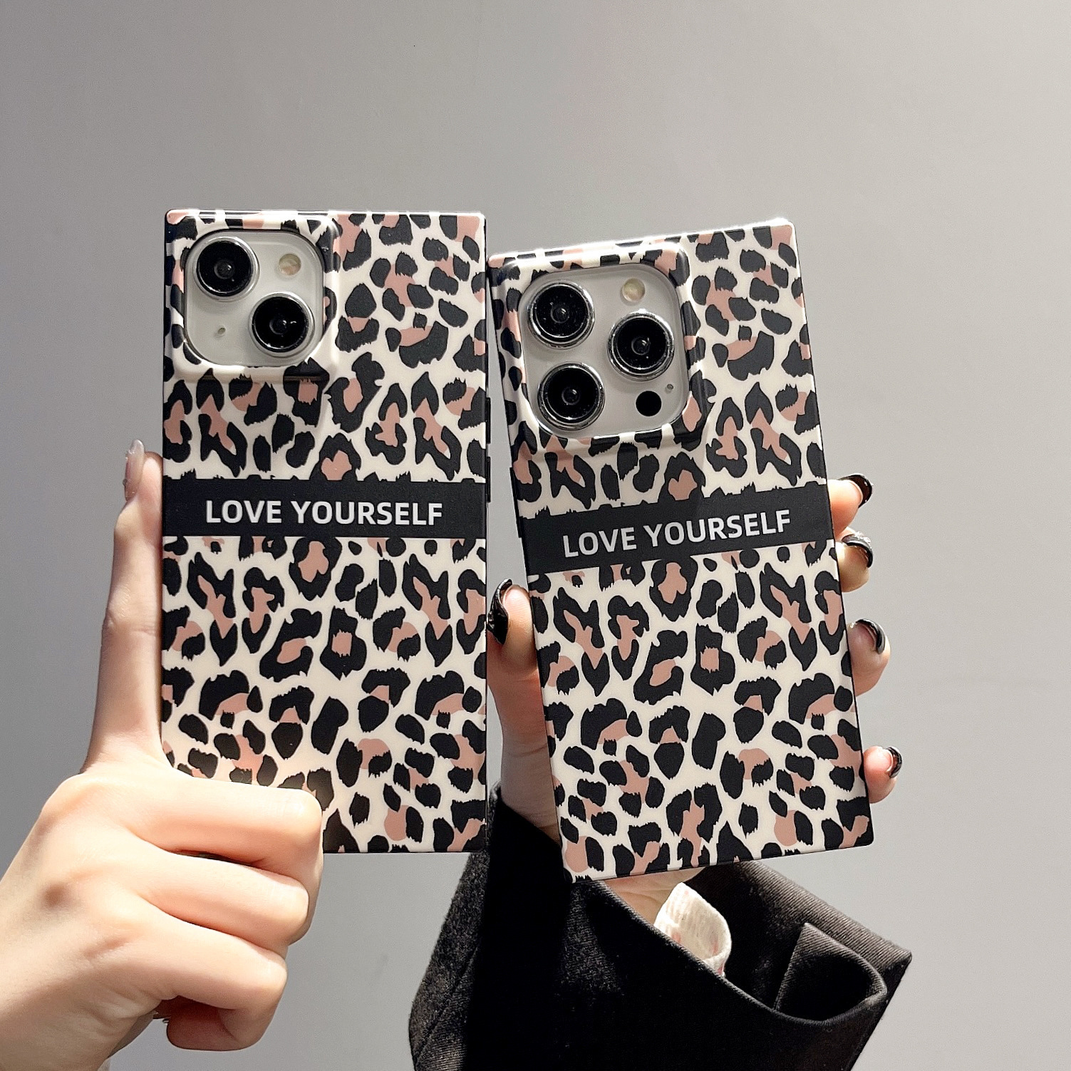 European and American English Leopard Print Compatible with iPhone 17 Pro Max Apple 16 Phone Case Cross-Border Trade 15 Square 14 Soft