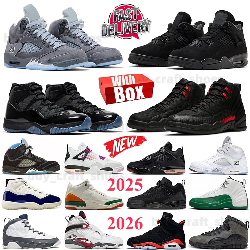 Designer Basketball Shoes 2026 2025 4s 5s 11s 12s 3s With Box Womens Mens Black Cat Gamma Blue SoleFly Miami Bloodline University Blue Wolf Grey Bugs Bunny Sports Shoes