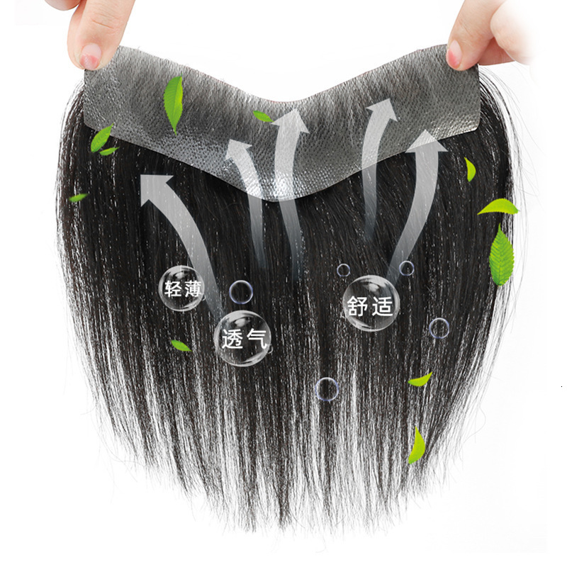 Hairline Wig Mens wig paste forehead patch real hair all hand woven biological scalp bangs 241206