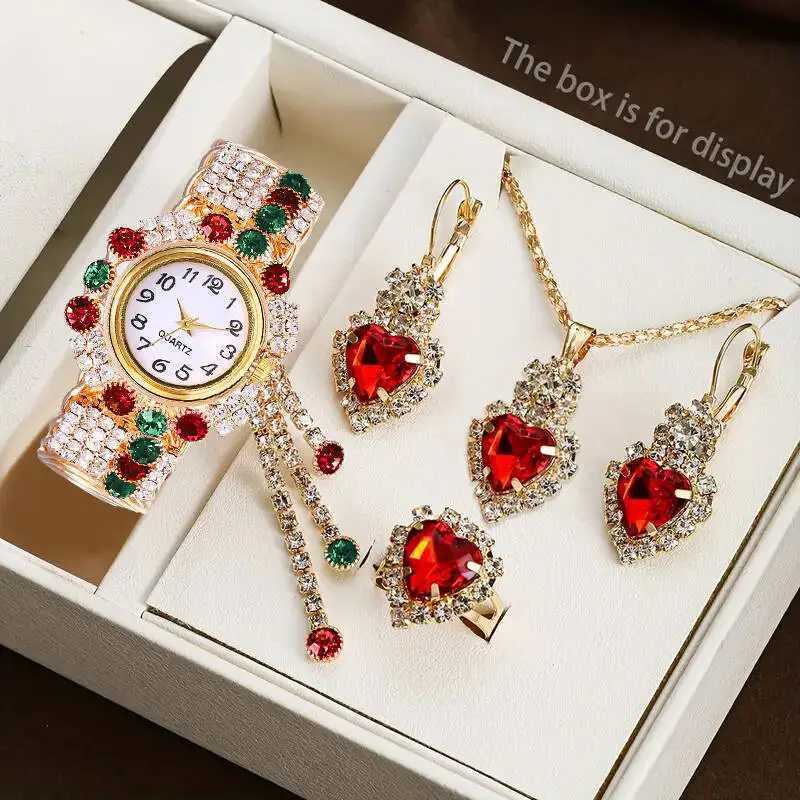 5PCS/Set Luxury Rhinestone Women Watches Fashion Adjustable Bangle Ladies Quartz Wristwatch Jewelry Set Reloj MujerWithout Box Y251212