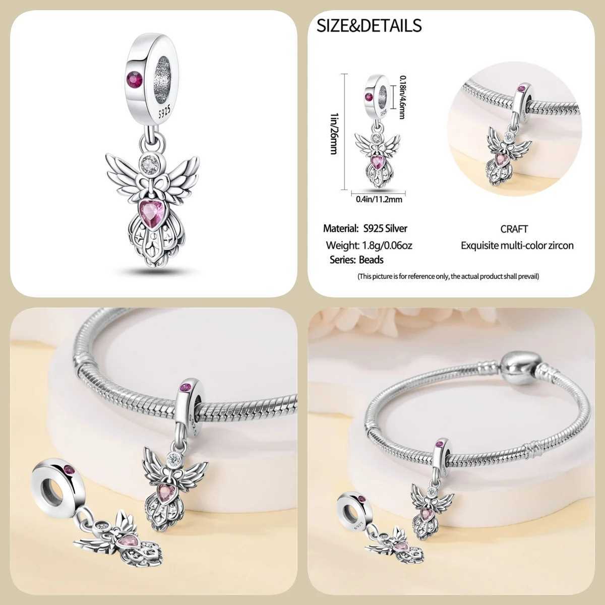 New 925 Sterling Sier Rantic Classical SeriesGuardian Lotus Charm Fit Bracelet DIY Bead Wen Jewelry Gift Y251212
