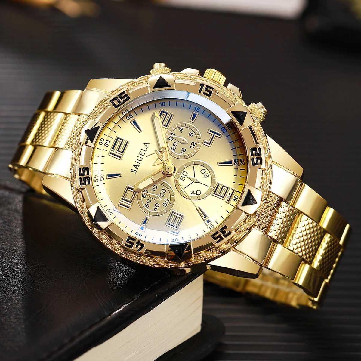 2PCS Fashion Stainless Steel Men Quartz Watch Luxury Men Business Watches Bracelet Set Relogio Masculino Without Box Y251212