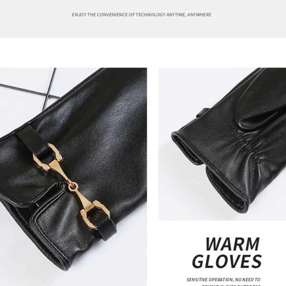 New Full Finge PU Leather Gloves Windproof Waterproof Driving Gloves Thicken Winter Warm Touch Screen Gloves Outdoor Sports Y251211