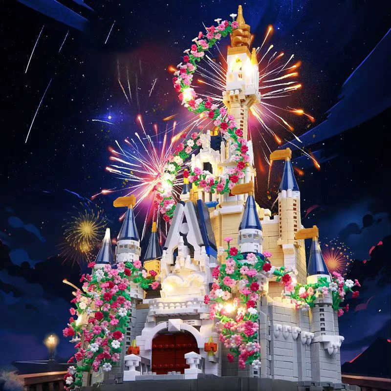 Disney Magic Princess Castle Sakura House Building Blocks Street View Villa Model With LED Lights Mini Bricks Toy Christmas Adult Gifts H251212