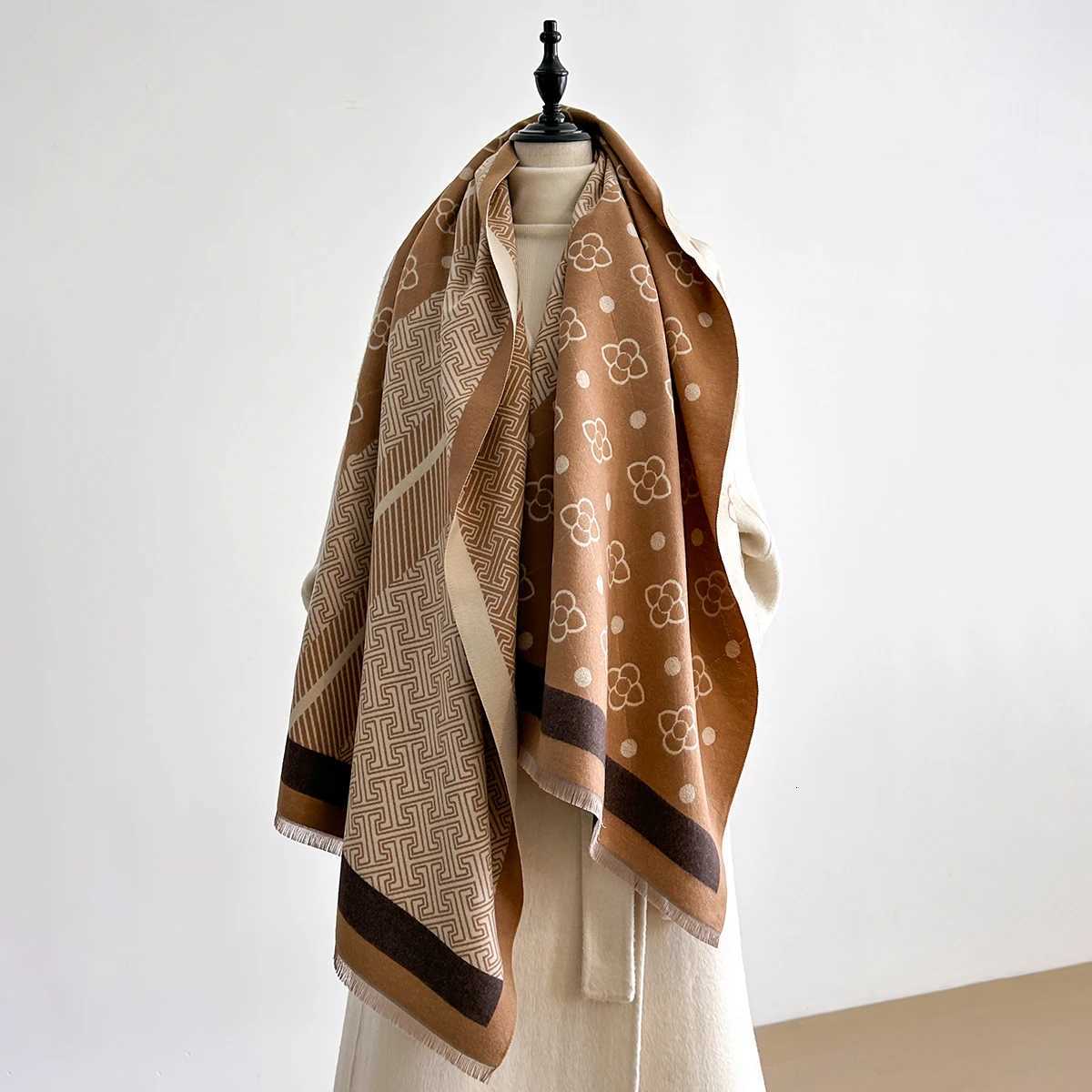 2025 New Winter Warm Faux Cashmere Scarf Women - Thick Luxury Shawl Wrap Perfect as Travel Poncho Blanket Y251211
