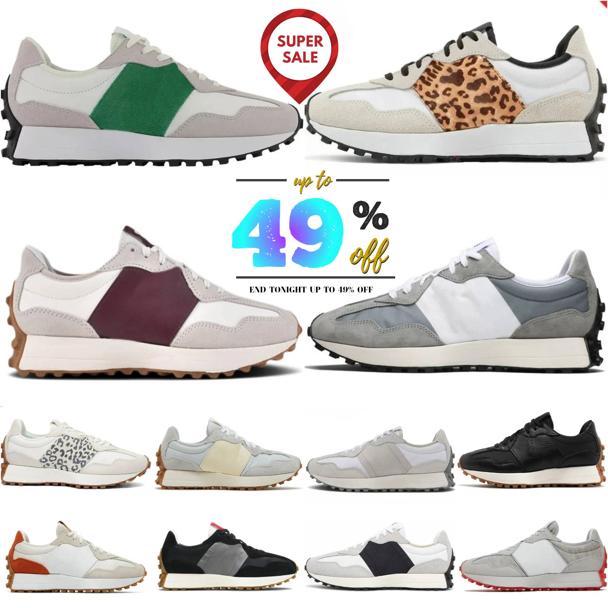 2026 New Running Shoes 327 for Mens Womens 327 Designer 327s Athletic Trainers Leopard Sea Salt Suede Oxford Beige Black White Grey Outdoors Sports Gym Sneakers