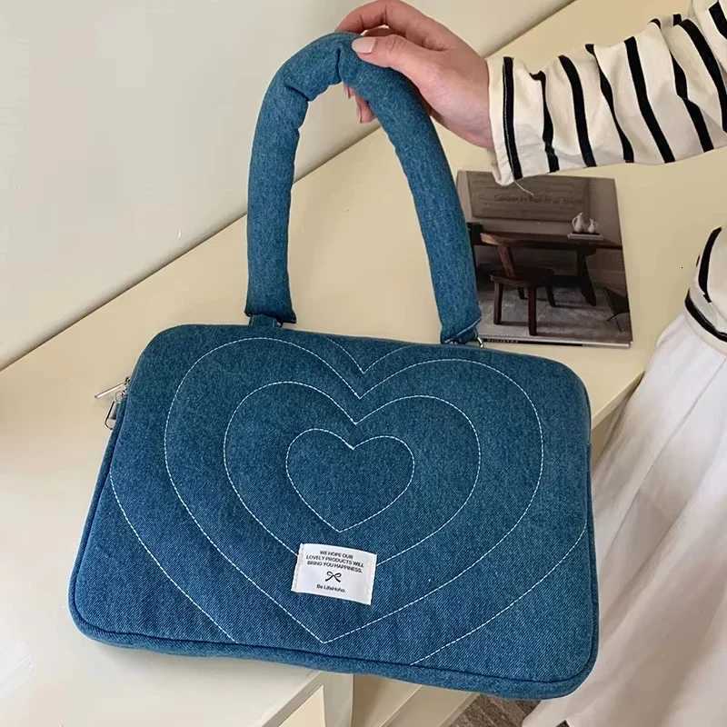 Bowknot Heart Denim Laptop Handbag Sleeve Bag For Macbook For Ipad Pro For Thinkpad Lenovo HP Dell Notebook PC Computer TabletT251212