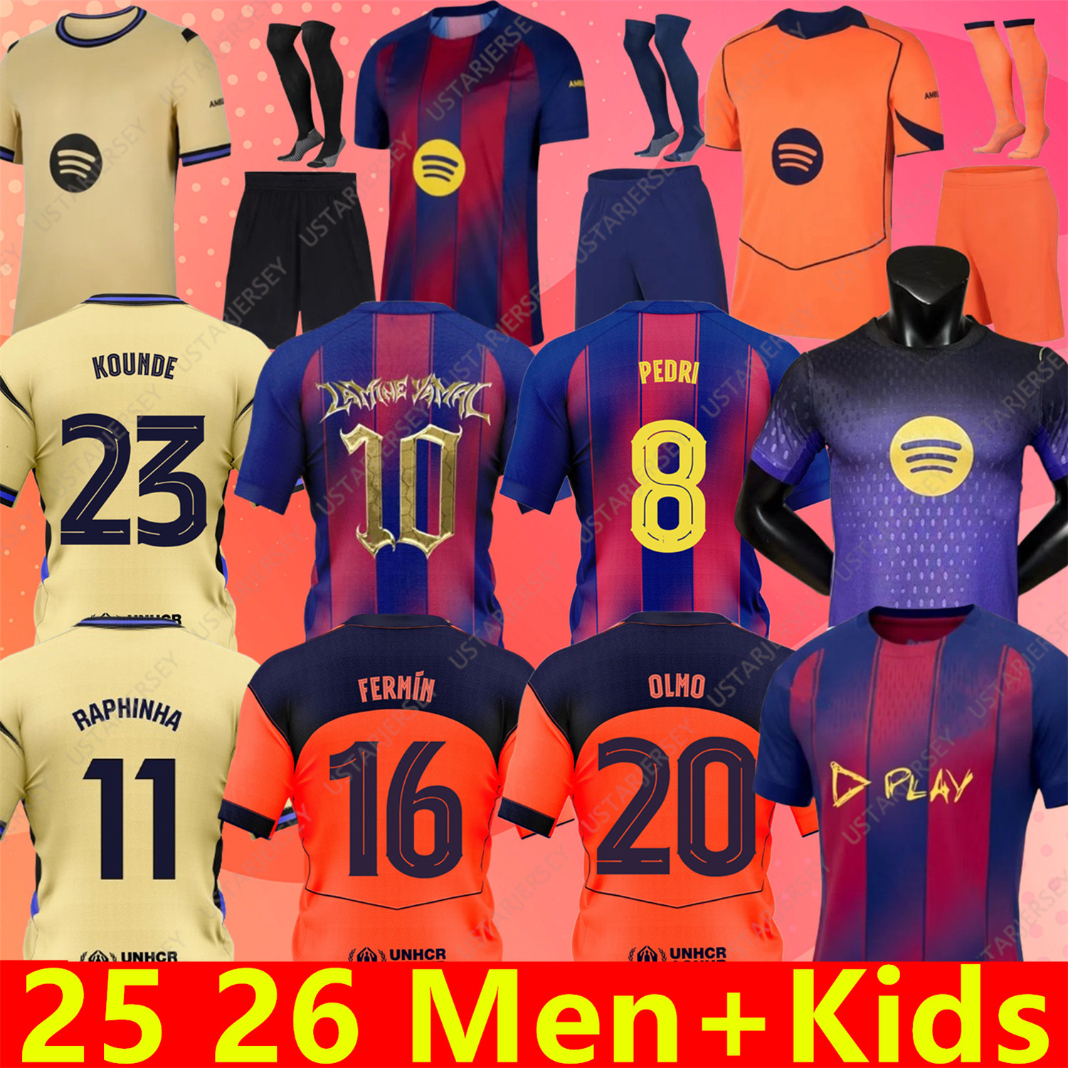2025 2026 LAMINE YAMAL PEDRI GAVI Soccer Jersey FERRAN RAPHINHA Camiseta De Football Shirt KOUNDE FERMIN OLMO F. DE JONG 25 26 ANSU FATI Football BALDE CUBARSI Men Kids