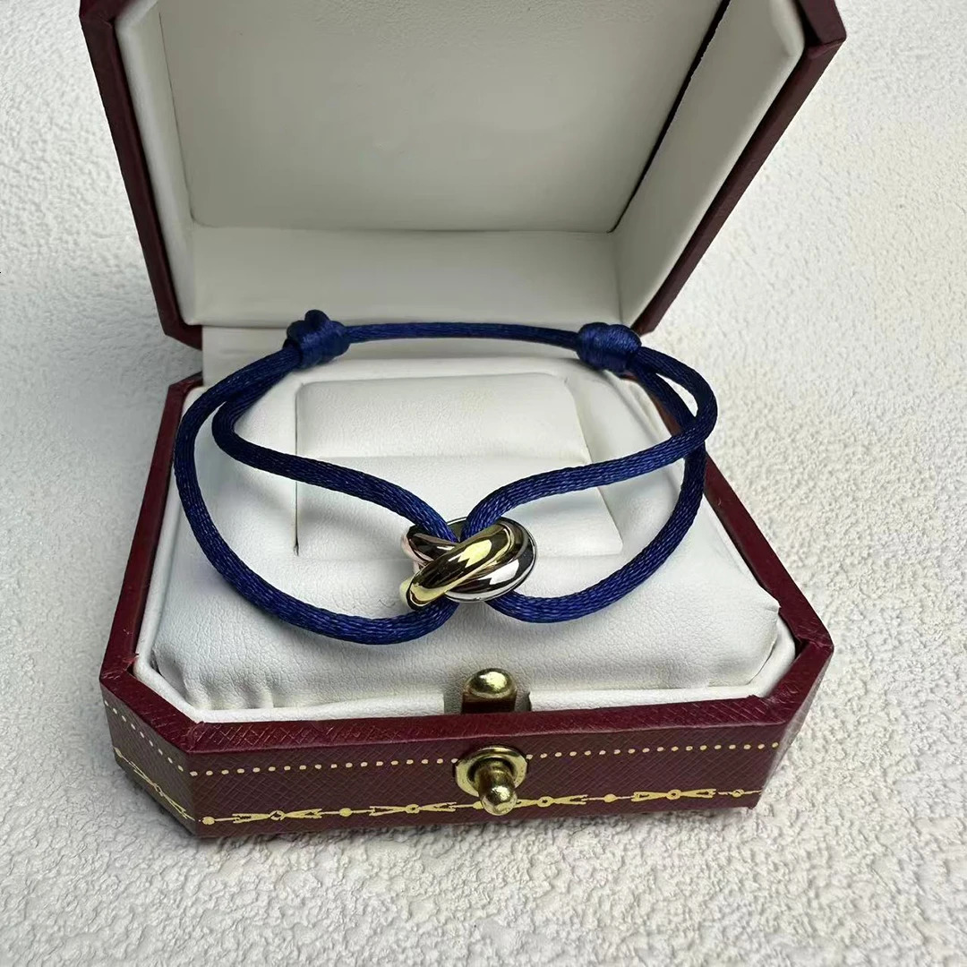 S 925 sterling silver plated 18K gold three ring winding three color lucky bracelet Exquisite couple gift 251209
