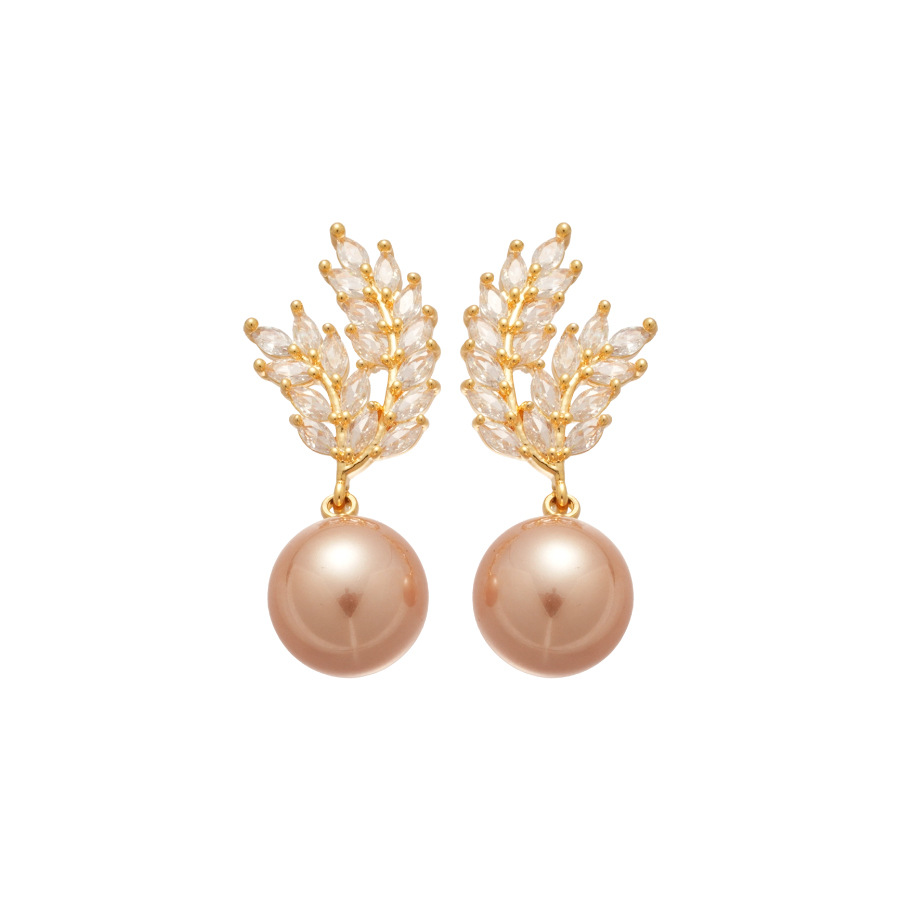 Real Gold Plated Silver Needle Wheat Ear Pearl French Elegant High-end Sense Light Luxury Niche Earrings for Women - view 8