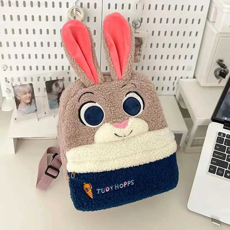Disney Zootopia Judy Nick Animation Cartoon Cute Plush Backpack Creative Kawaii Large Capacity Student Backpack School Bag Gift H251212