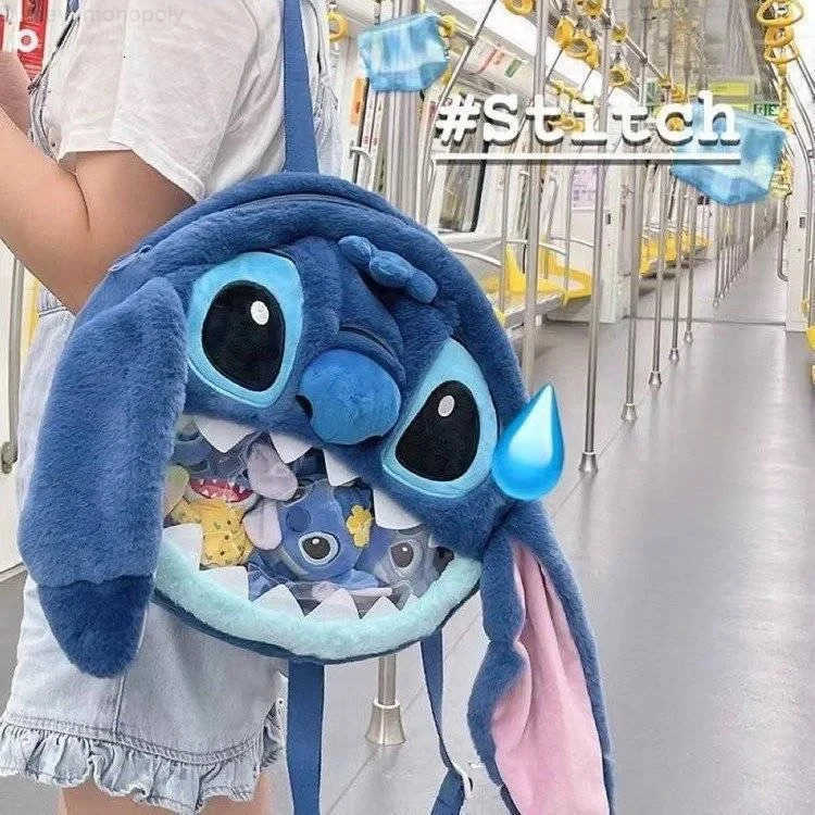 Disney New Genuine Cartoon Cute Stitch Plush Backpack Crossbody Bag Cartoon Design Adult Gift Wholesale H251212