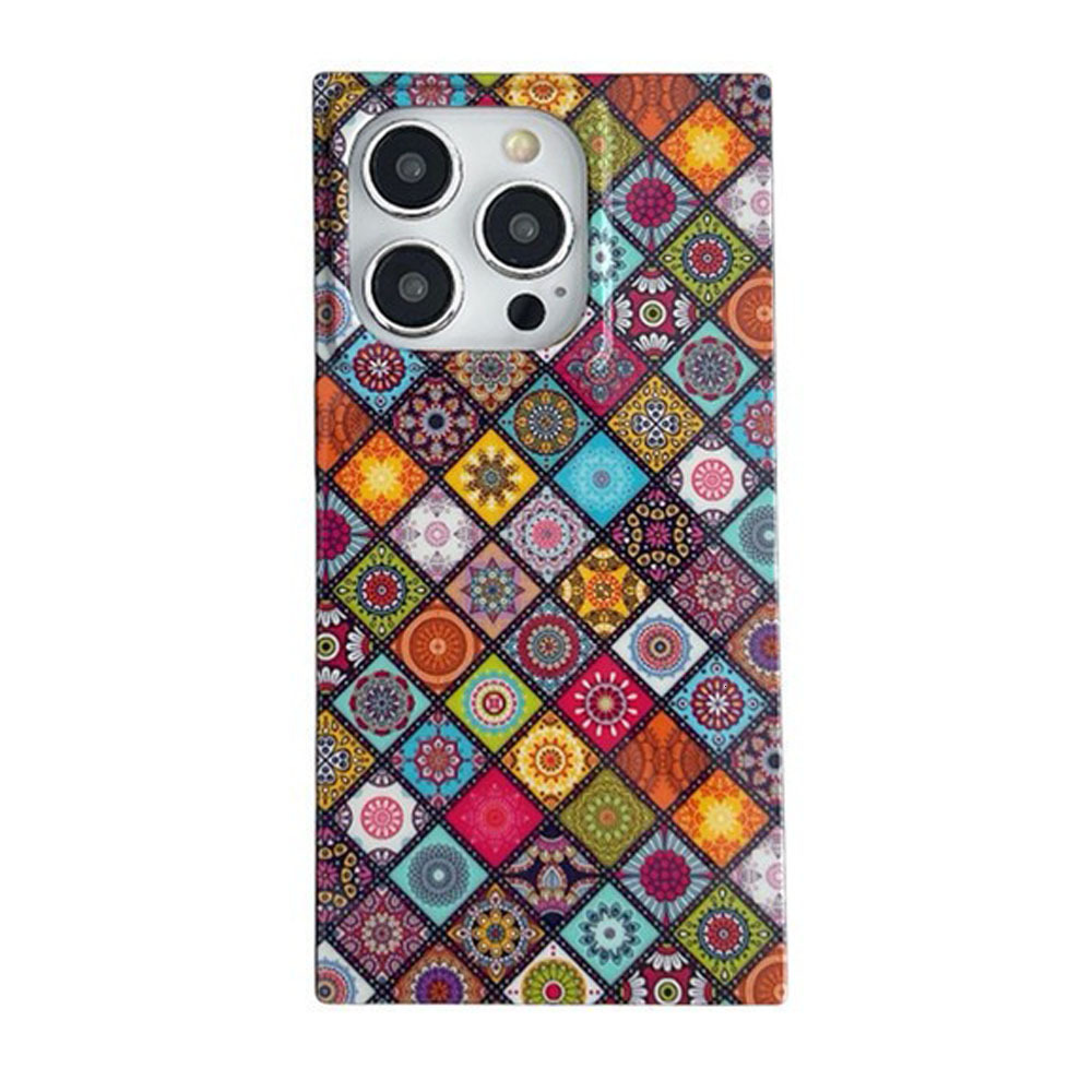 Bohemian Ethnic Style Phone Case Compatible with Apple 17 Pro Max Square iPhone 16 Matte 15 Export 14