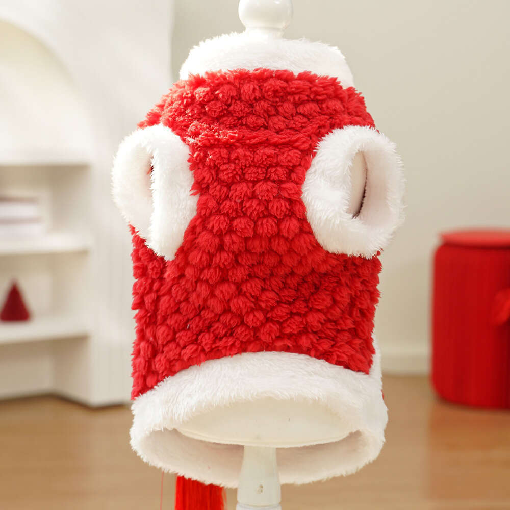 New Year Chinese Style Embroidered Fleece Warm Pet Clothes Teddy Plush Dog Tang Suit Cat Supplies Apparel
