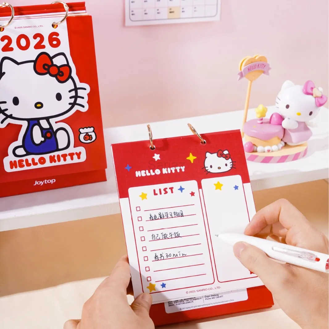 Sanrio 2026 Genuine Hello Kitty Desk Calendar Cartoon Kitty Cat Student Memo Calendar Cartoon Desktop Small Desk Calendars H251212