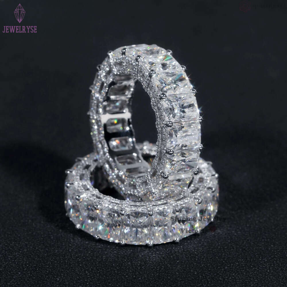 10k 14k 18k Real Gold Ring Wedding Band Full Eternity Lab Grown Vvs Moissanite Diamond 925 Jewelry Engagement Eternity Band Ring