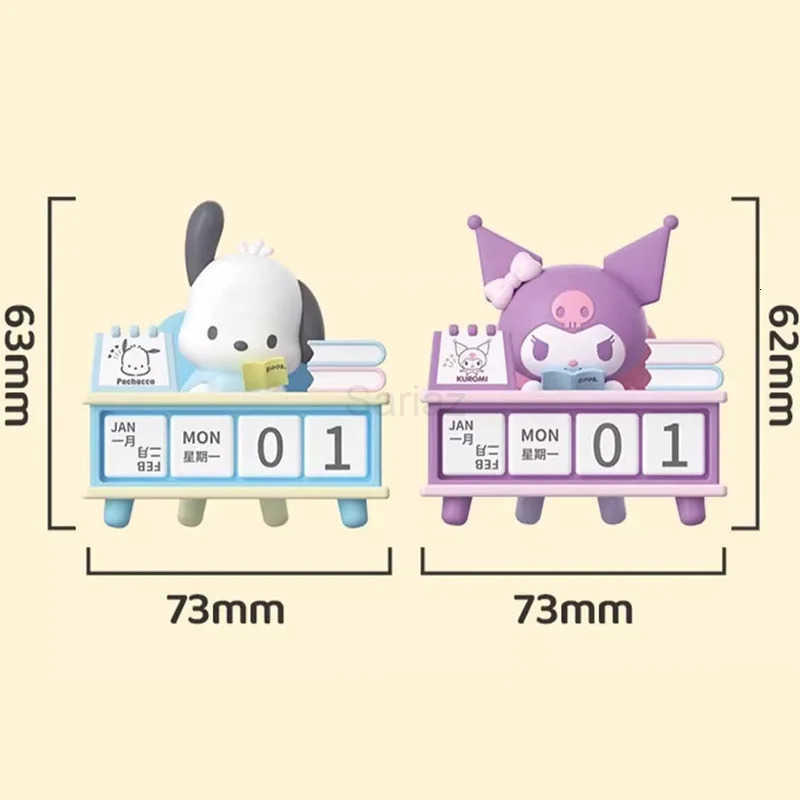 Sanrio Kuromi Pochacco Desk Calendar Ornaments Anime Cartoon Figures Model Removable Desktop Calendar Decorative Tabletop Decoration H251212