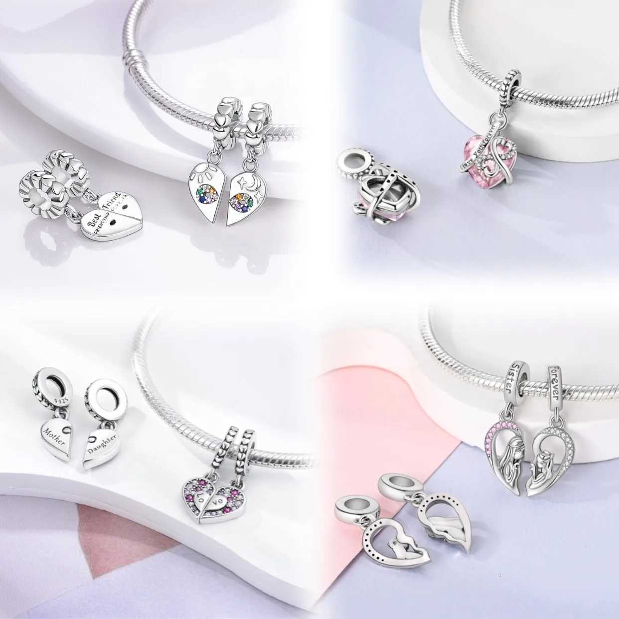 Family Sister Charm 925 Sier Zircon Friendship M Boy Girl Charms Fit Bracelet DIY Jewelry For Wen Gift Y251212