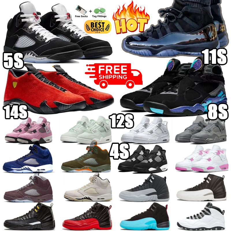 designer shoes 4s 5s 11s basketball shoes 4 Black Cat 11 Gamma 12 Pearl H-Town 14 Taxi Varsity Red Pearl Pink Canyon Purple Orchid Thunder men women sneakers trainers