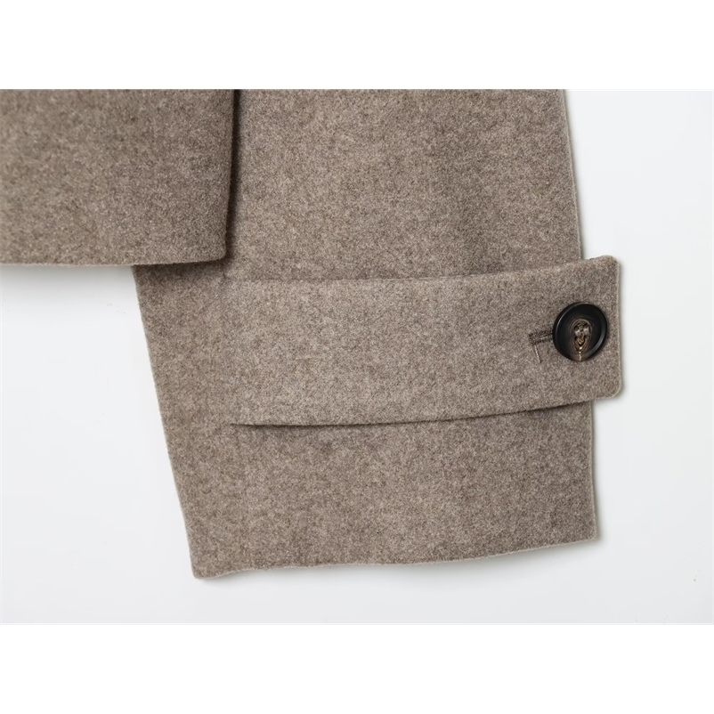 European and American Loose and Casual Style Simple Long Sleeve Buckle Stand up Collar Coat 251211