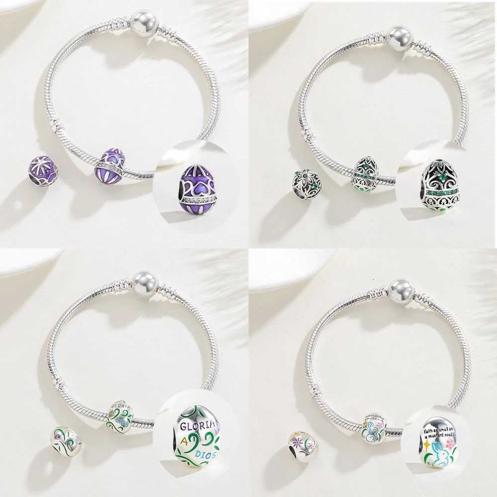 2025 Fit 925 Sterling Sier Easter Charms Beads Easter Egg Colorf Charms For Wen Fine DIY Birtay Jewelry Gifts Y251212