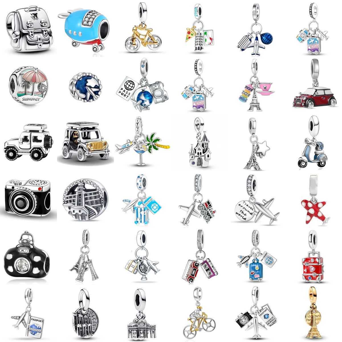 New 925 Sier Travel Camera Airplane Eiffel Tower Suiase Charms Beads Fit Bracelet Necklace KeyChain Diy Jewelry Y251212