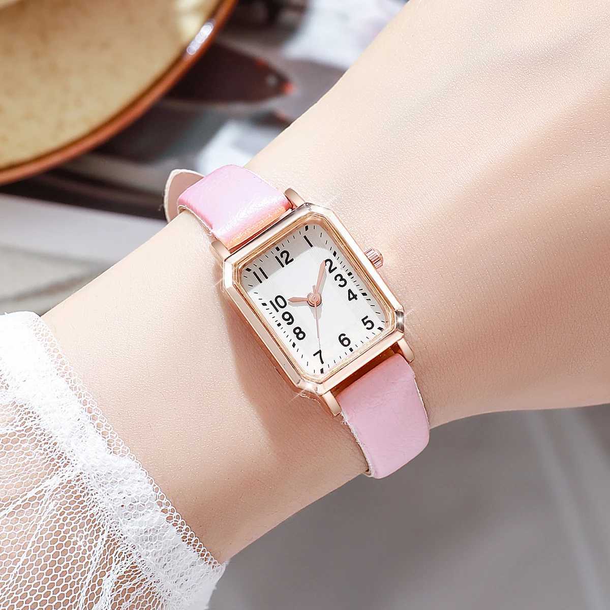 Fashion Rectangle Arabic Dial Women Quartz Watches Casual Leather Strap Wrist Watch Ladies Clock Reloj Mujer Y251212