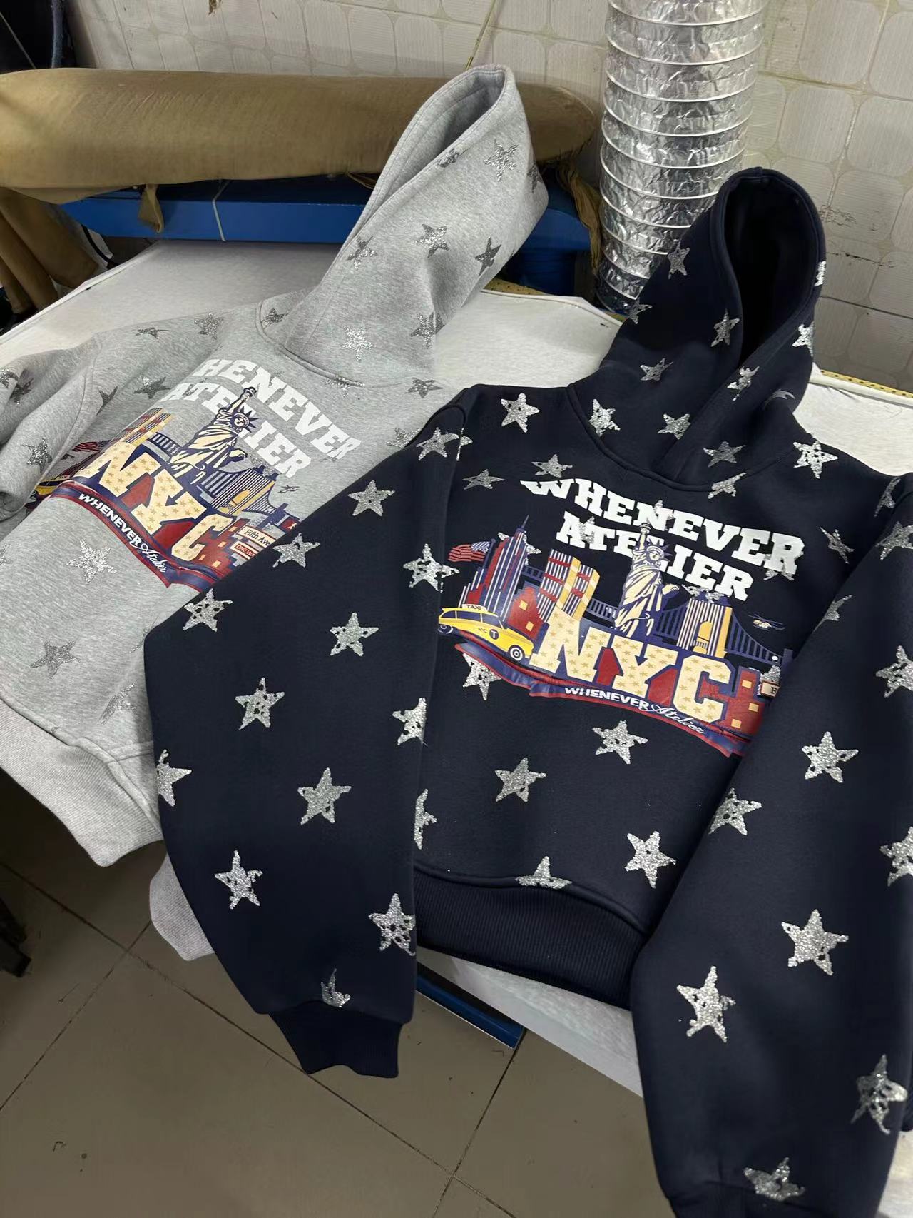 whenver atelier Men's Hoodies Hooded Men Winter Cotton Gothic Print Woman Vintage Sweatshirt Casual Fall Clothes Oversized Hoodie