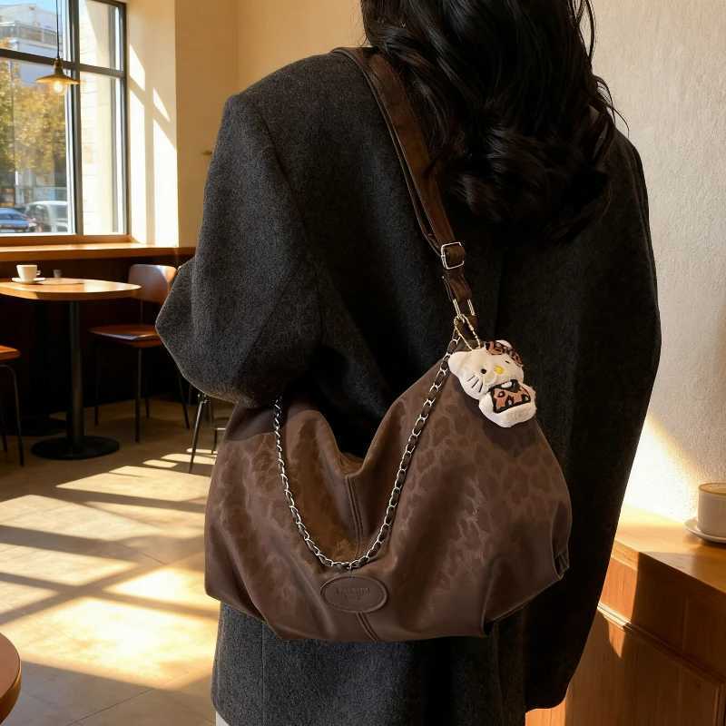 Leopard Print Cmuting Crossbody Bag French Lazy Style Large Capacity Shoder Bag for Wen Texture and Versatile Storage Bags Y251211