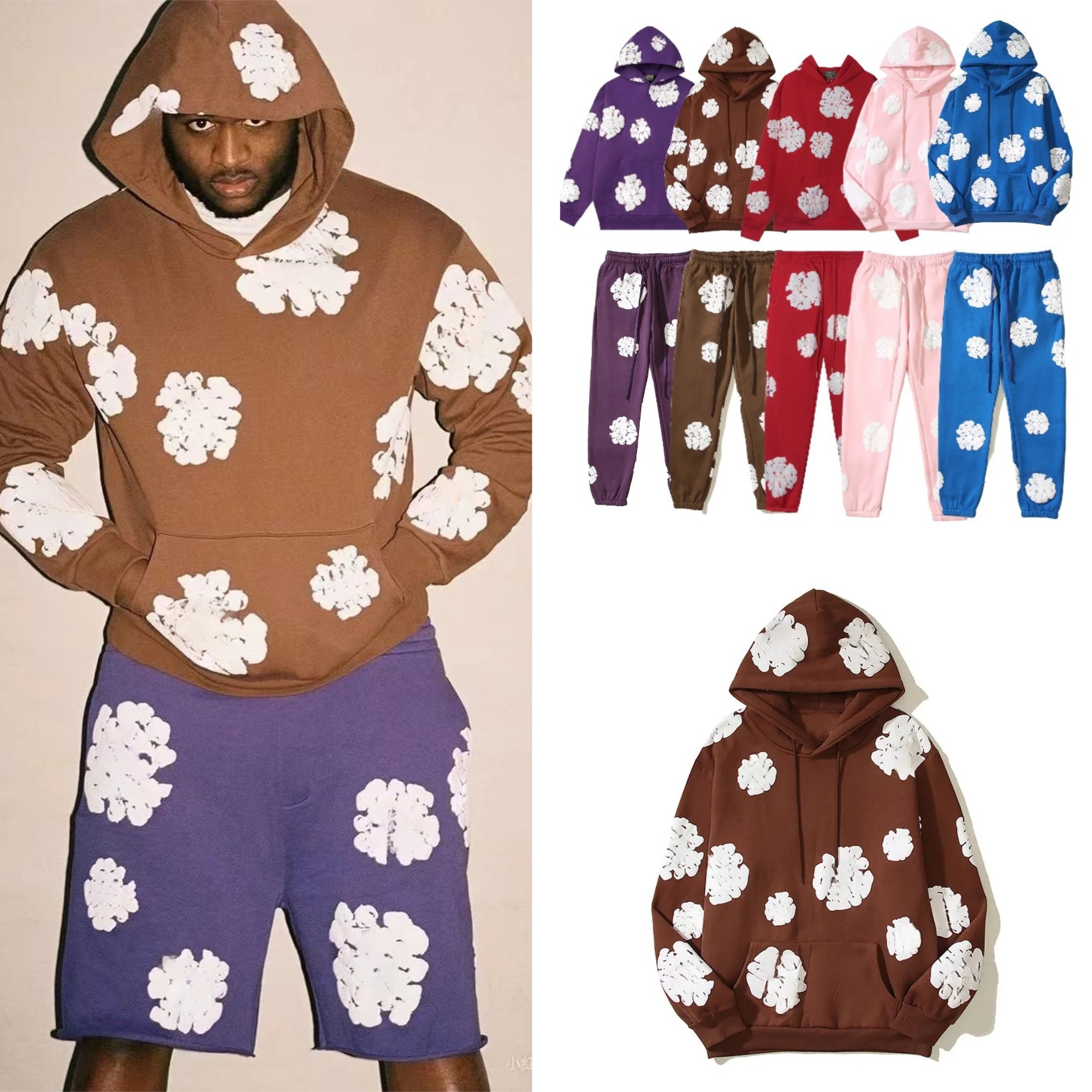 Men's Sport Pants Designer Cropped Pants Women's sports Pants Plant Printed Foam Jogging Loose Casual Hip-hop Couple Autumn and winter Men's Shorts