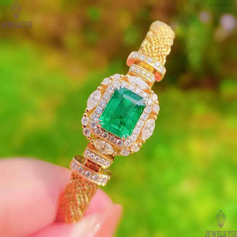 Choucong Handmade Elegant Weave Bangle Vintage Jewelry 18K Gold Fill Princess Cut Emerald 5A Zircon CZ Diamond Party Women Wedding Bracelet Gift