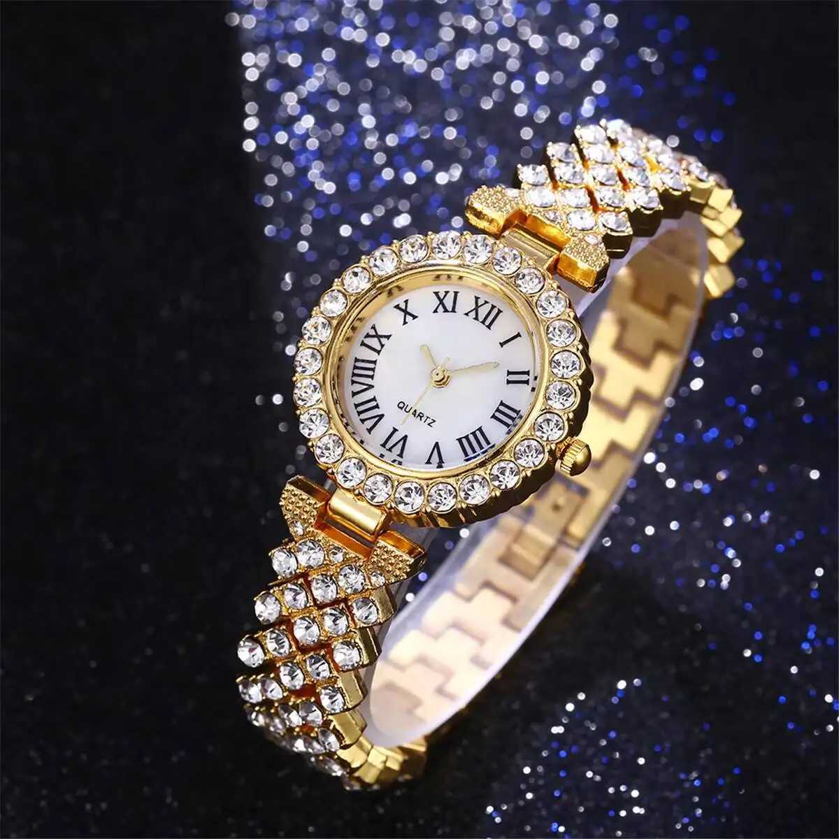 6PCS/Set Luxury Rhinestone Women Watches Fashion Roma Dial Quartz Watch Jewelry Set Reloj Mujer Girls Clock GiftWithout Box Y251212