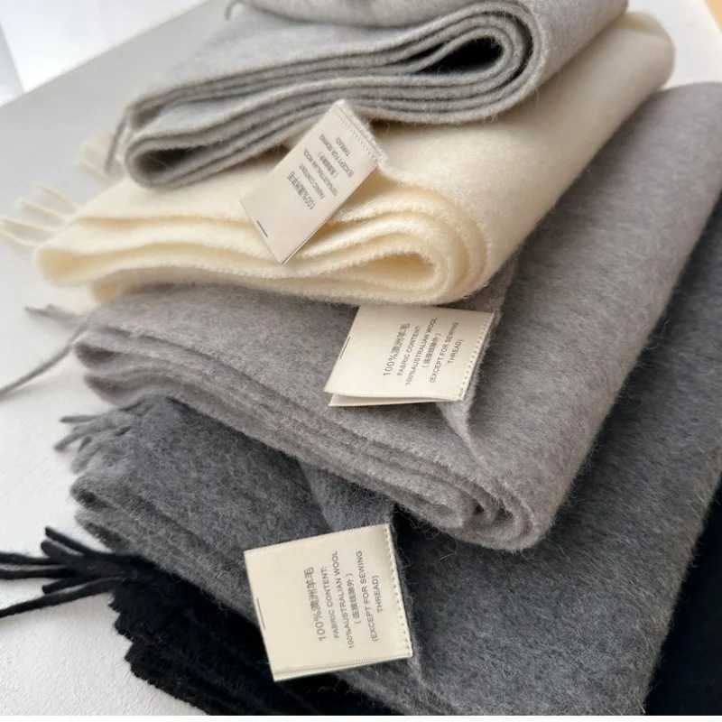 100 Wool Winter Scarf For Women Long Warm Cashmere Scarves Hijab Solid Lady Shawl Wrap Female Pashmina Bandana Head Scarfs Y251211