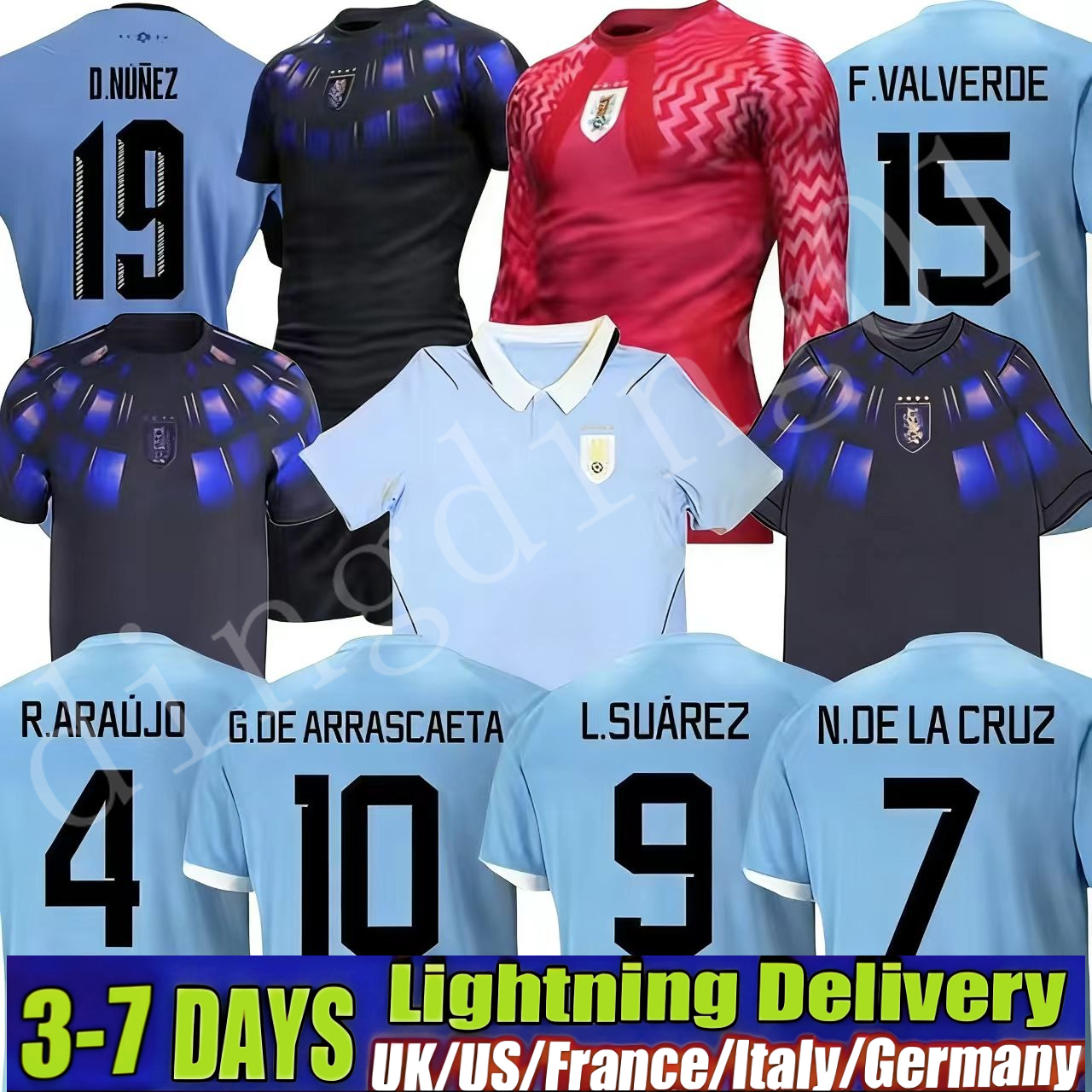 2026 World Cup Uruguay Men home away Fans Soccer Jerseys L.suarez E.cavani F. Valverde N. Nandez Player Version National Team jersey Football Shirts kids kits