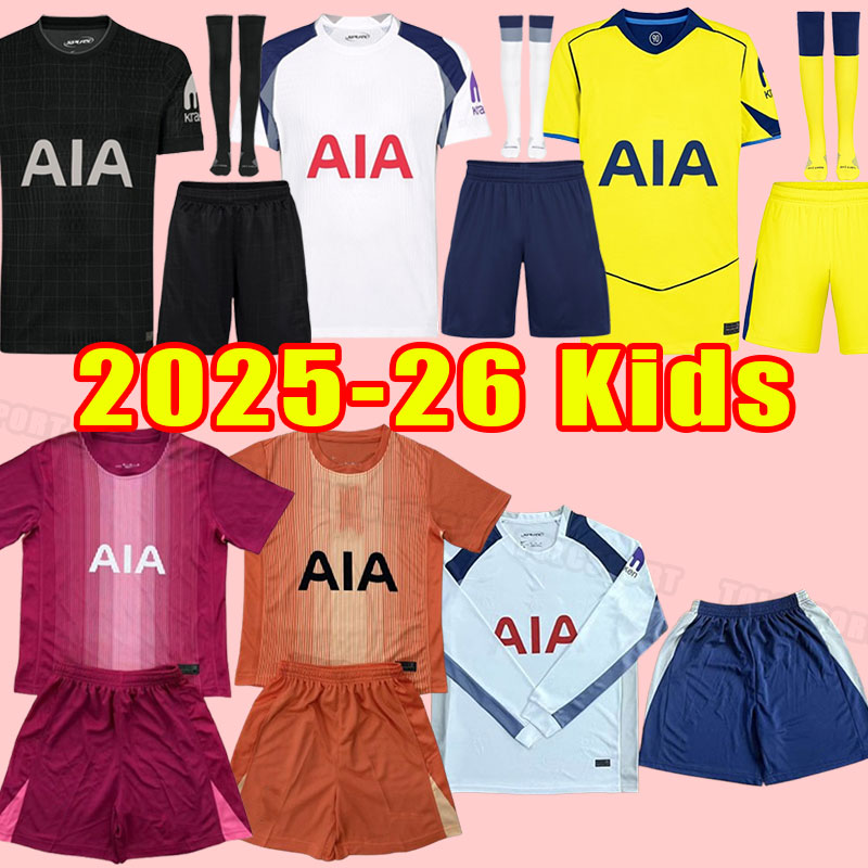 Tottenham kit Child Kids Socks 25 26 Soccer Jerseys 2025 2026 Football shirt LUCAS HOjbjerg ROMERO KULUSEVSKI BENTANCUR KANE RICHARLISON NDOMBELE goalkeeper long